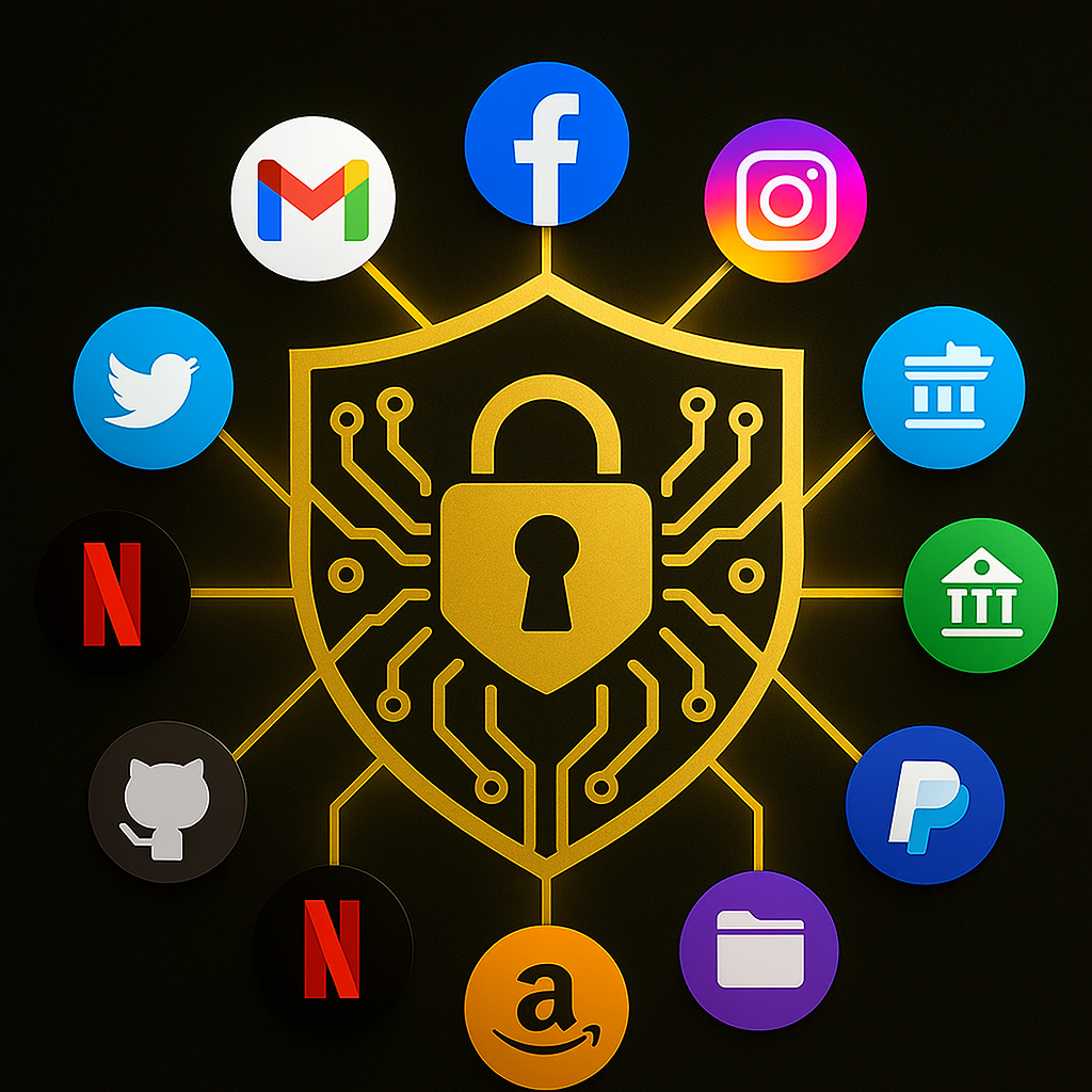 PasswordSafe: scudo centrale con Master Password che protegge tutti i tuoi account